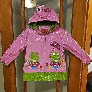 Wippette Pink Raincoat with Frog and Flower Design